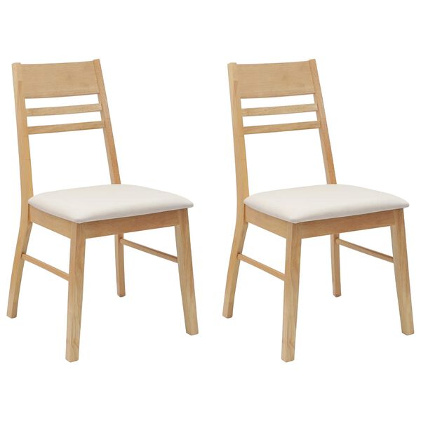 vidaXL Dining Chairs 2 pcs Natural 43 x 54 x 89 cm Solid Rubber Wood