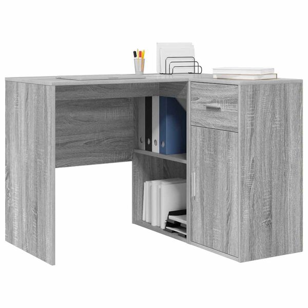 vidaXL Corner Desk with Drawer Grey Sonoma 102 x 88 x 75 cm