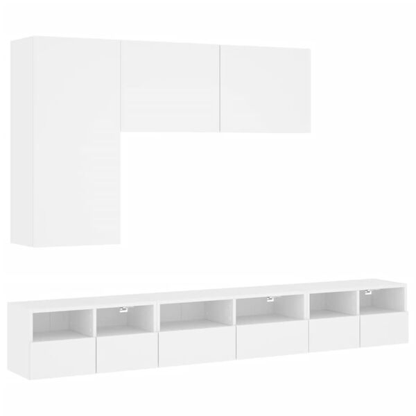 vidaXL 5 Piece TV Wall Cabinets White Engineered Wood