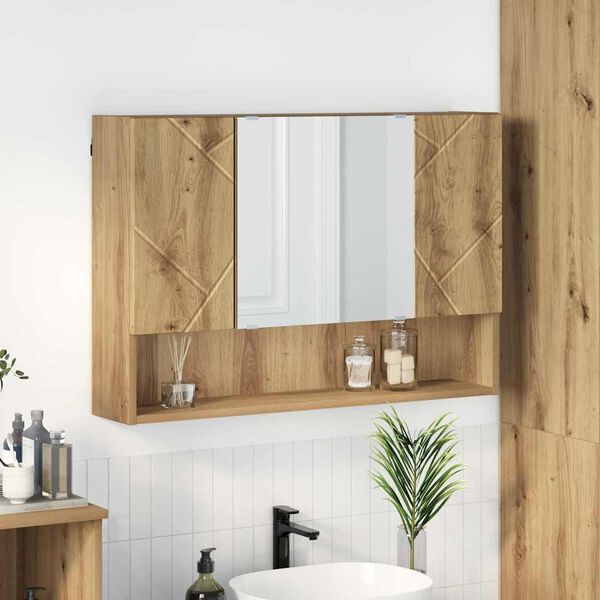 vidaXL Mirror Cabinet Artisan Oak 80 x 17 x 55 cm Engineered Wood