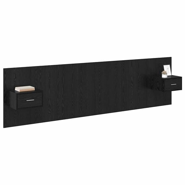 vidaXL Headboard with Cabinet 3 pcs Black Oak Engineered Wood