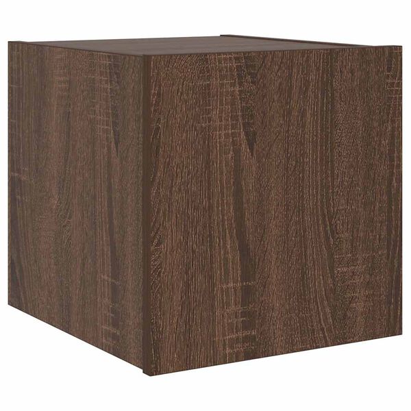 vidaXL TV Wall Cabinet with LED Lights Brown Oak 30.5x35x30 cm