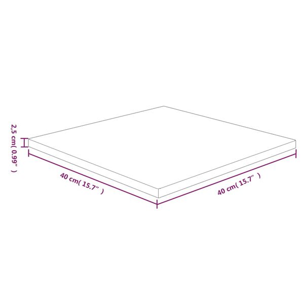 vidaXL Square Table Top Dark Brown 40x40x2.5cm Treated Solid Wood Oak