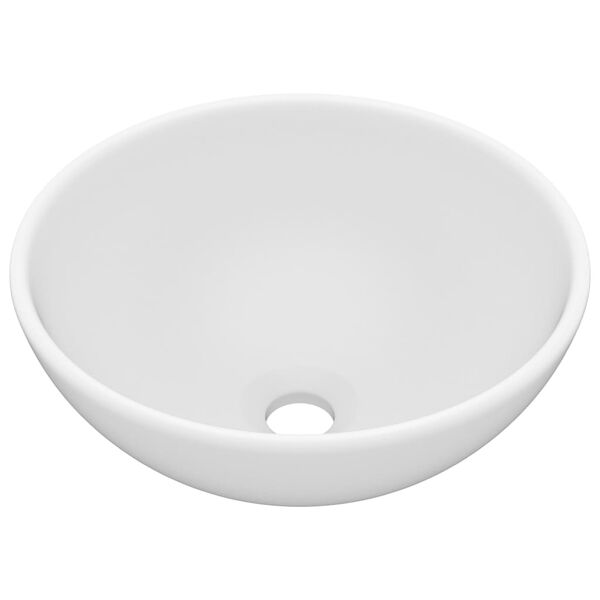 vidaXL Luxury Bathroom Basin Round Matt White 32.5x14 cm Ceramic