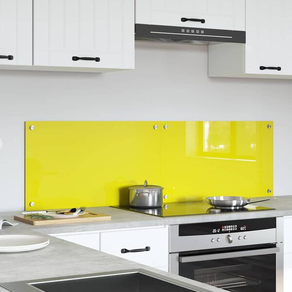 vidaXL Kitchen Backsplash 2 pcs Yellow 70 x 40 cm Tempered Glass