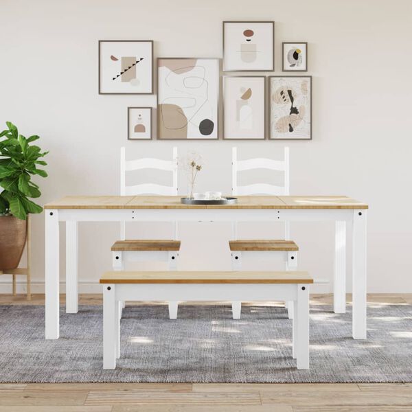 vidaXL Dining Table PANAMA White 180x90x75 cm Solid Wood Pine