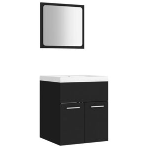 vidaXL Bathroom Furniture Set Black Engineered Wood