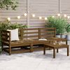 vidaXL 3 Piece Garden Lounge Set Honey Brown Solid Pinewood