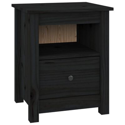 vidaXL Bedside Cabinets 2 pcs Black 40x35x49 cm Solid Wood Pine