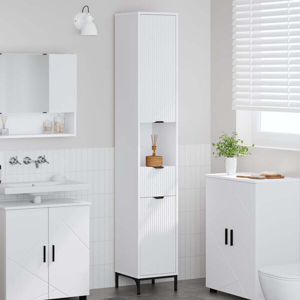 vidaXL Bathroom Cabinet with Drawer with Door White 31.5 x 33 x 190 cm