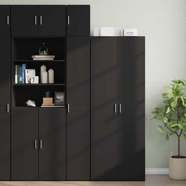vidaXL Slim Storage Cabinet Black 30x42.5x225 cm Engineered Wood