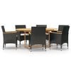 vidaXL 7 Piece Garden Dining Set with Cushions Black (315948+316148+316695)