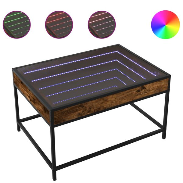 vidaXL Coffee Table with Infinity LED Smoked Oak 70x50x41 cm