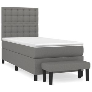 vidaXL Box Spring Bed with Mattress Dark Grey 80x200 cm Fabric