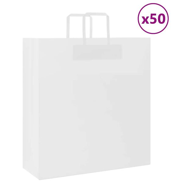 vidaXL Paper Bags 50 pcs with Handles White 45x17x48 cm