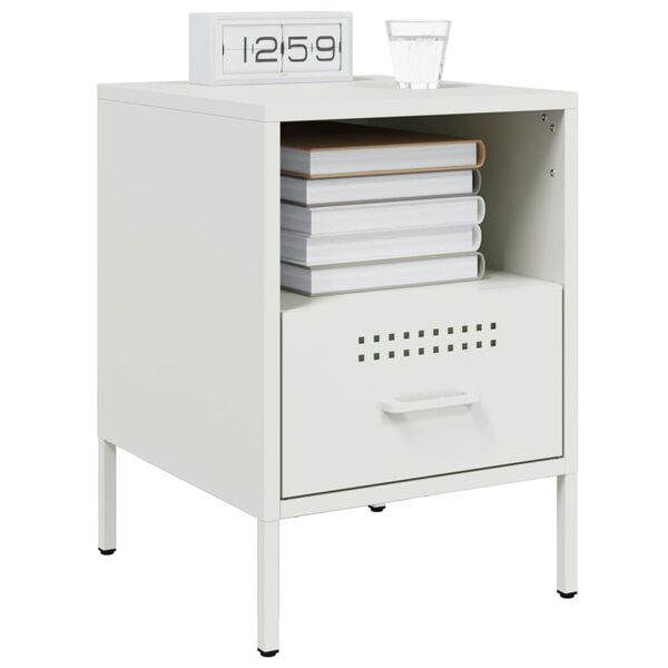 vidaXL Bedside Cabinet White 36x39x50.5 cm Steel