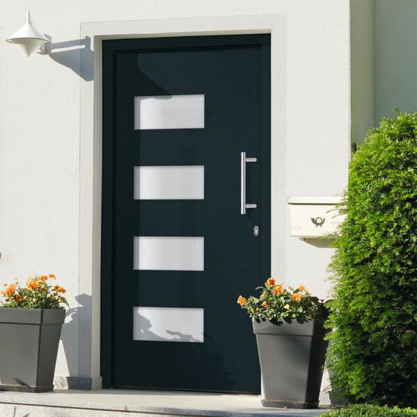 vidaXL Front Door Aluminium and PVC Anthracite 100x210 cm