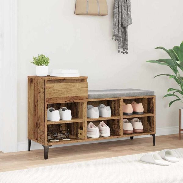 vidaXL Shoe Cabinet Old wood 102 x 36 x 60 cm Engineered wood