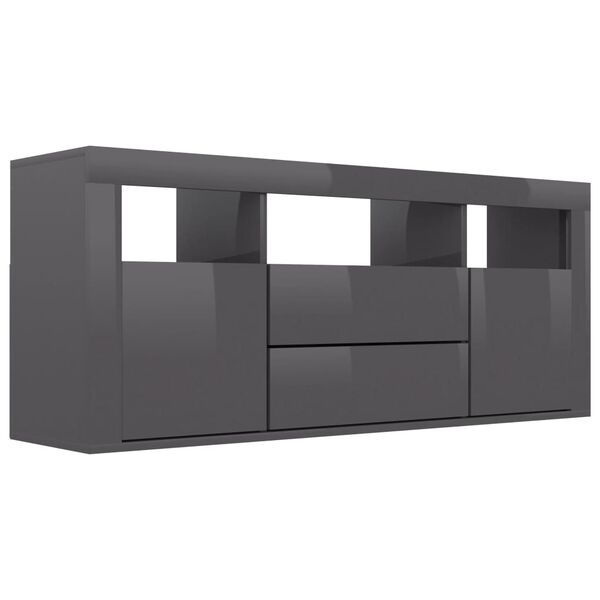 vidaXL TV Cabinet High Gloss Grey 120x30x50 cm Engineered Wood
