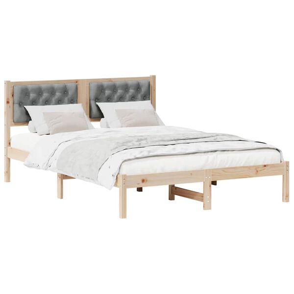 vidaXL Bed Frame Light Grey 140 x 200 cm Solid Pine Wood