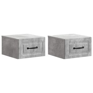 vidaXL Wall-Mounted Bedside Cabinet with Drawer 2 pcs Concrete Grey