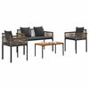 vidaXL Outdoor Furniture Set 4 pcs Grey and Dark Grey PE Rattan