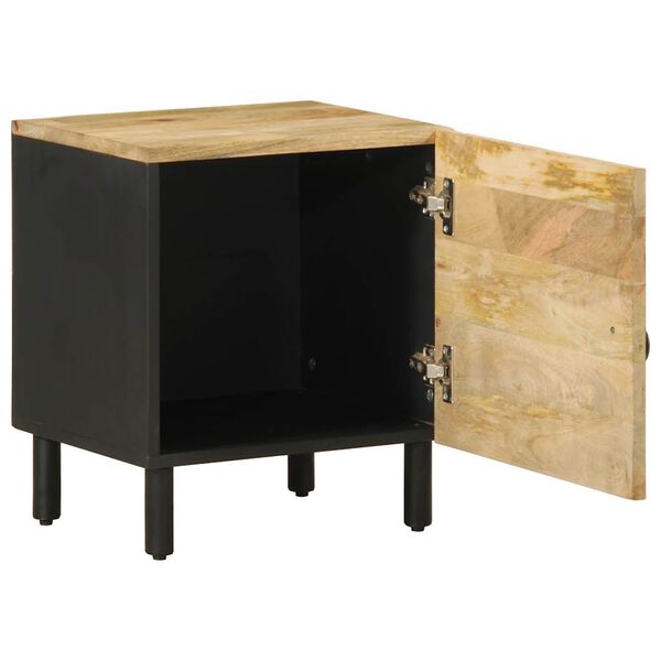 vidaXL Bed Cabinet Black 40x33.5x46 cm Solid Rough Wood Mango