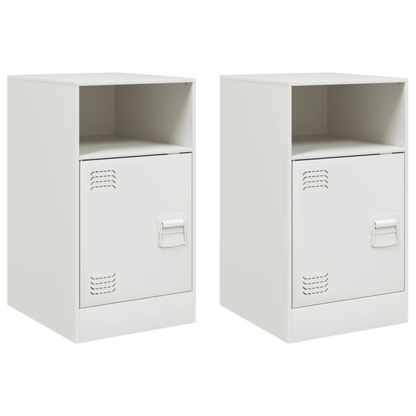 vidaXL Bedside Cabinets 2 pcs White 34.5x39x62 cm Steel