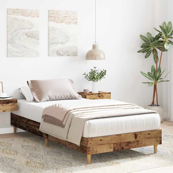 vidaXL Bed Frame No Mattress Old Wood 90x190 cm Single Engineered Wood