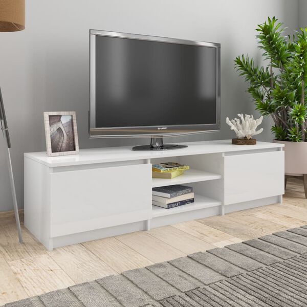 vidaXL TV Cabinet High Gloss White 140x40x35.5 cm Engineered Wood