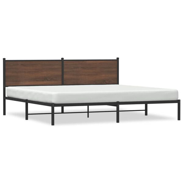 vidaXL Metal Bed Frame without Mattress Brown Oak 200x200 cm
