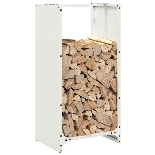 vidaXL Firewood Rack White 40x30x80 cm Cold-rolled steel