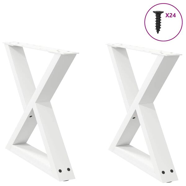 vidaXL Coffee Table Legs 2 pcs White 60x(42-43.3) cm Steel