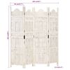 vidaXL Hand carved 4-Panel Room Divider White 160x165 cm Solid Mango Wood