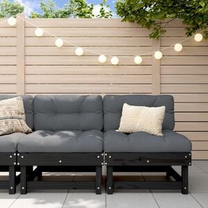 vidaXL Garden Middle Sofas 2 pcs Black Solid Wood Pine