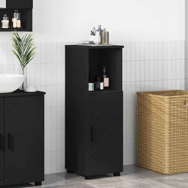 vidaXL Bathroom Cabinet Black 30 x 35 x 95 cm Engineered wood & Metal