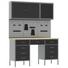 vidaXL Work Cabinet with Drawer 8 pcs Black 150 x 55 x 200 cm