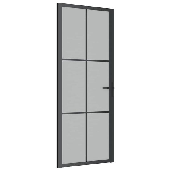 vidaXL Interior Door 83x201.5 cm Black Matt Glass and Aluminium