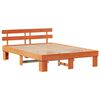 vidaXL Bed Frame with Headboard Wax Brown 140 x 200 cm Solid Pine Wood