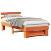 vidaXL Bed Frame with Headboard Wax Brown 90 x 200 cm Solid Pine Wood