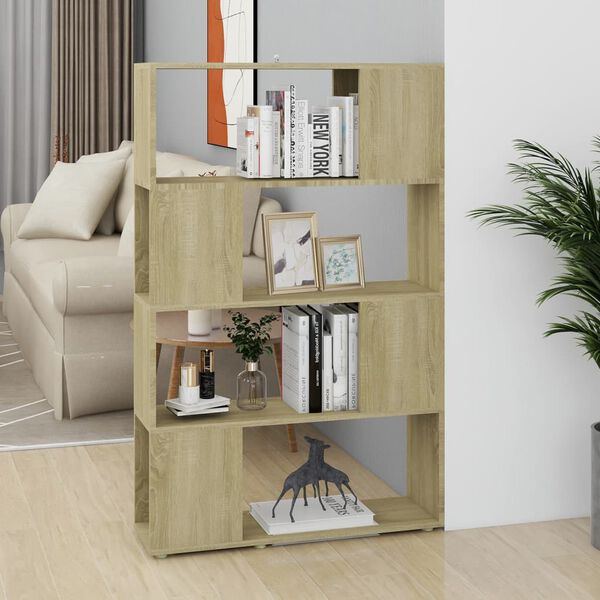 vidaXL Book Cabinet Room Divider Sonoma Oak 80x24x124.5 cm Engineered Wood