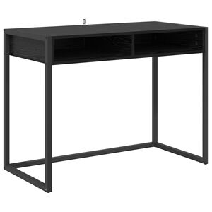 vidaXL Desk with Storage Black Oak 100 x 50 x 75 cm Engineered Wood