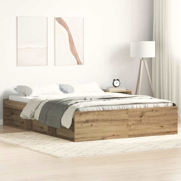 vidaXL Bed Frame without Mattress Artisan Oak 140x190cm Engineered Wood