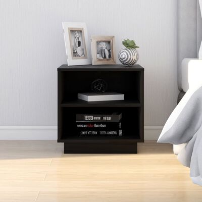 vidaXL Bedside Cabinets 2 pcs Black 40x34x40 cm Solid Wood Pine