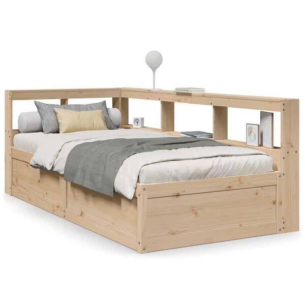 vidaXL Bookcase Bed without Mattress 90x190cm Solid Wood Pine
