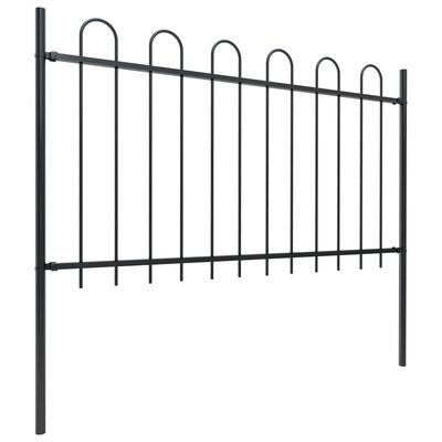 vidaXL Garden Fence with Hoop Top Steel 5.1x1 m Black