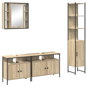 vidaXL Bathroom Furniture Set 4 pcs Sonoma Oak Engineered Wood