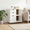 vidaXL Rolling Cabinet White 63.5 x 39 x 65.5 cm Solid Pine Wood