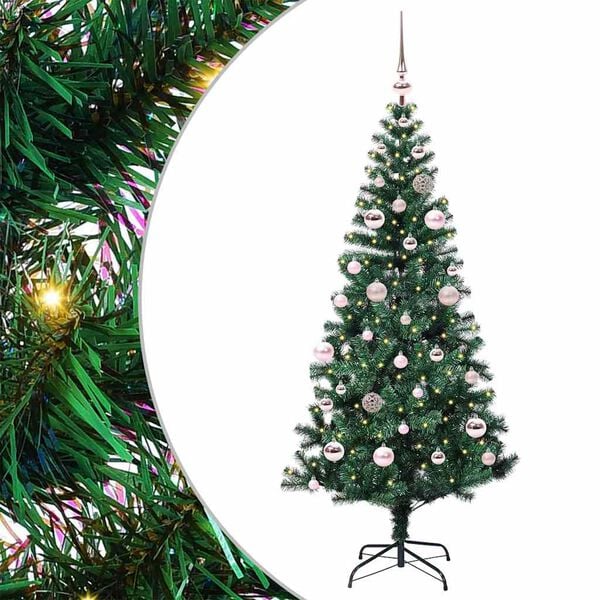 vidaXL Artificial Pre-lit Christmas Tree Green 150 cm PVC and Metal