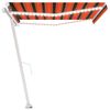vidaXL Manual Retractable Awning with LED 450x300 cm Orange and Brown